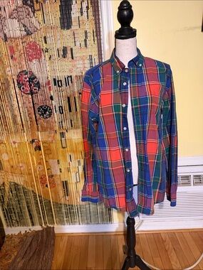 Tommy Hilfiger Men's Plaid Button-Down Shirt in Red, Blue & Green